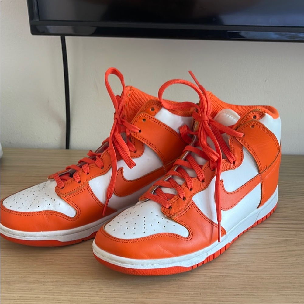 Nike High-Top Dunks in Orange and White